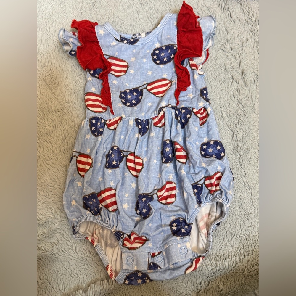 Caden Lane Patriotic Bubble Romper - Picture 1 of 2